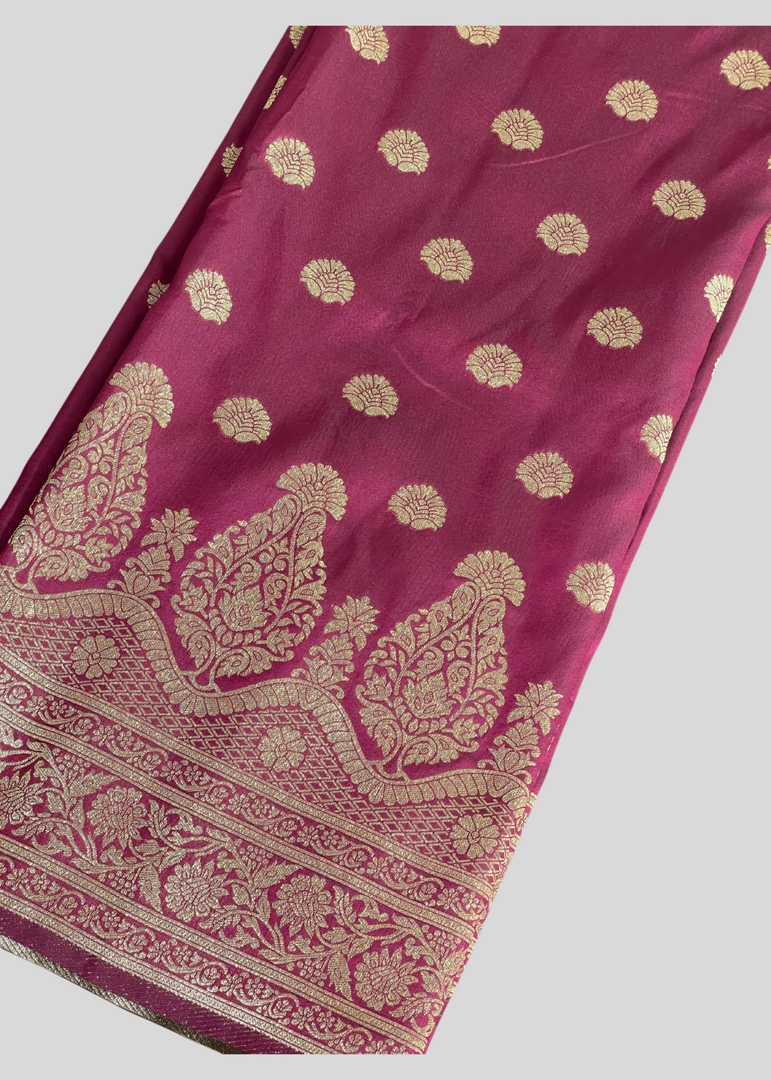 Magenta banarasi lichi silk saree with zari weaving work [SKU:S100702]