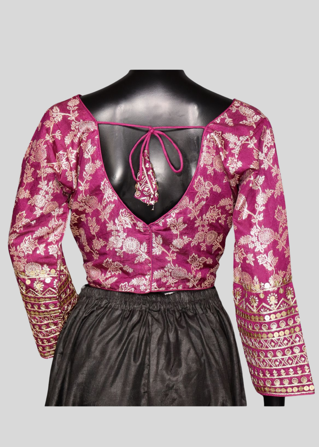 Wine Dola Silk Readymade Blouse With Embroidery & Sequin Work