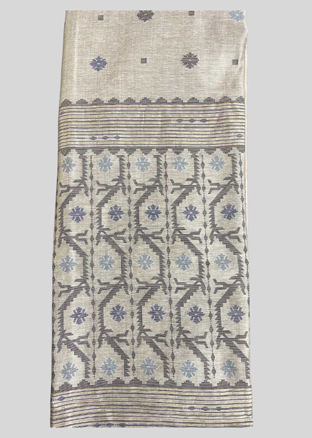 Black jamdani kovai cotton saree with minakari weaving work [ SKU: S103262 ]