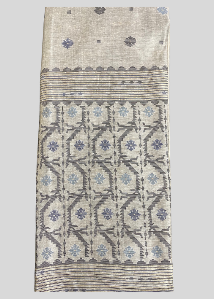 Black jamdani kovai cotton saree with minakari weaving work [ SKU: S103262 ]