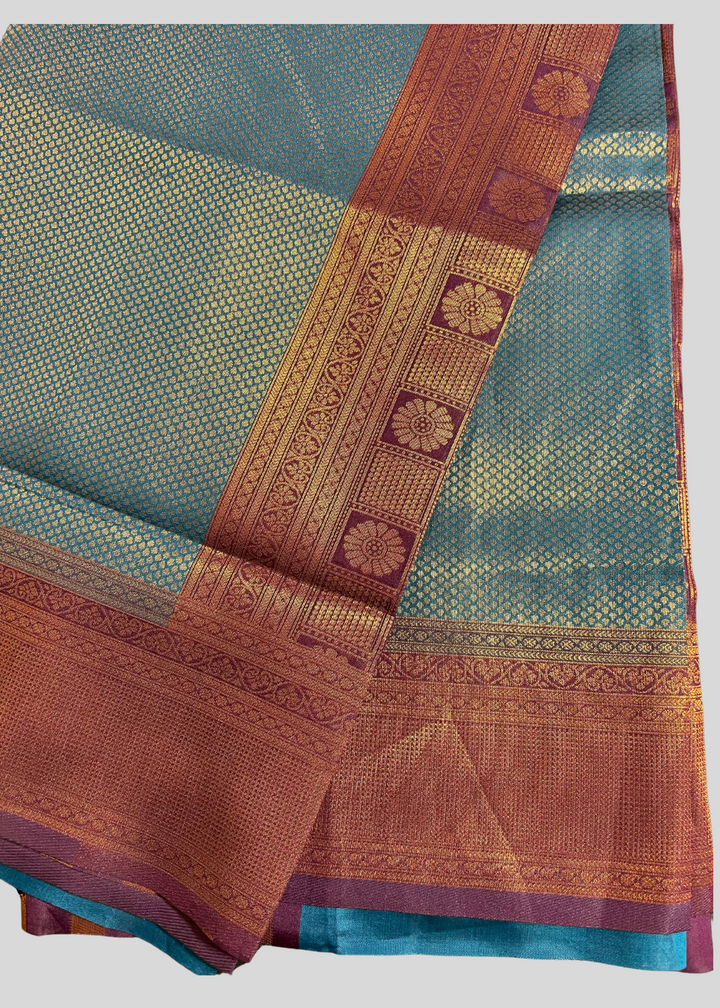 Firoji kubera pattu kanjivaram silk saree with zari weaving work [SKU:S102791]