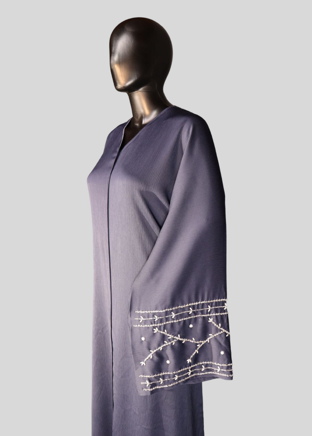 Navy Blue Premium Elegant Designer Abaya In Korean Zoom Fabric with Matching Georgette Hijab.