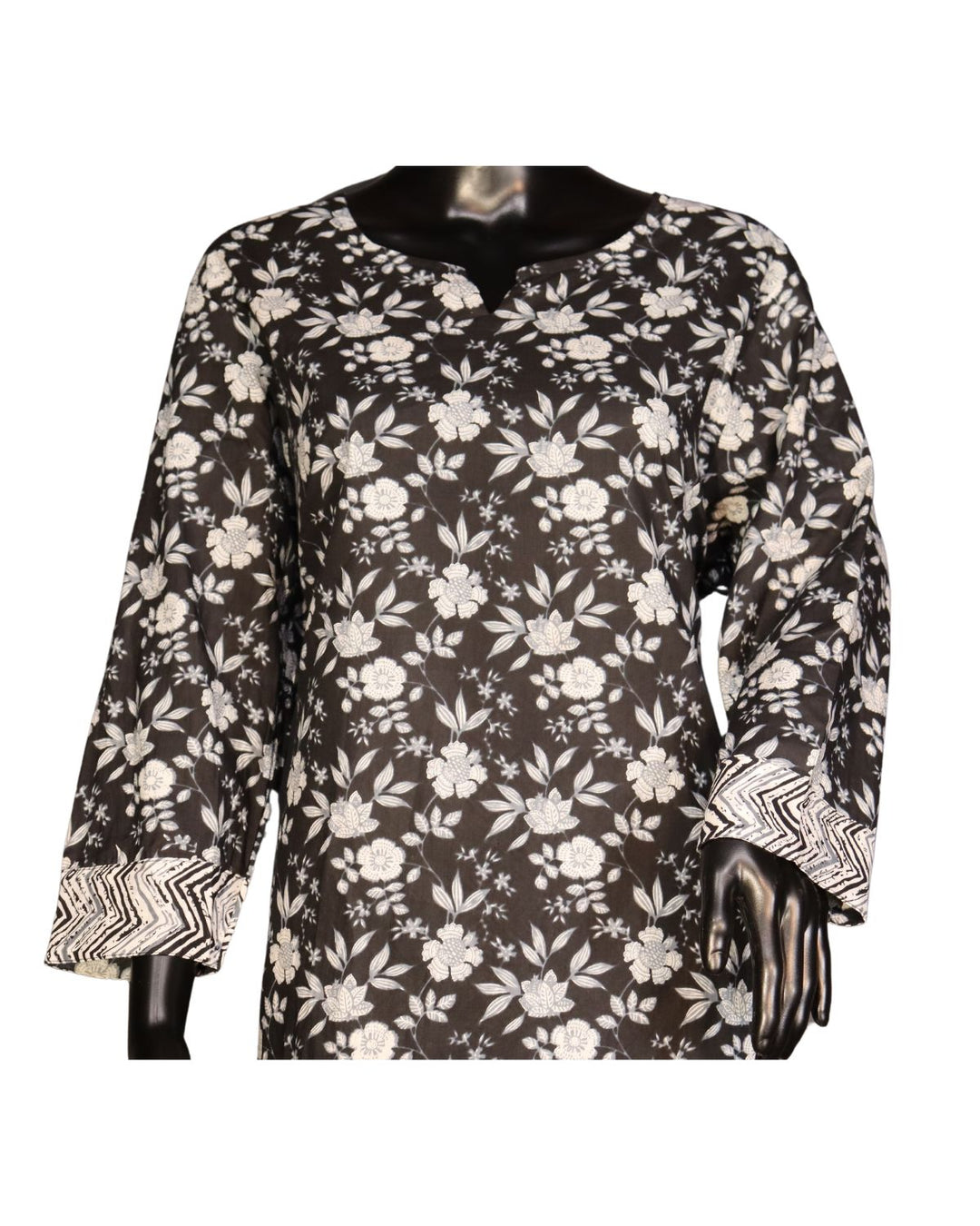 Black & White Pure Cotton Printed Regular Wear Salwar Suit