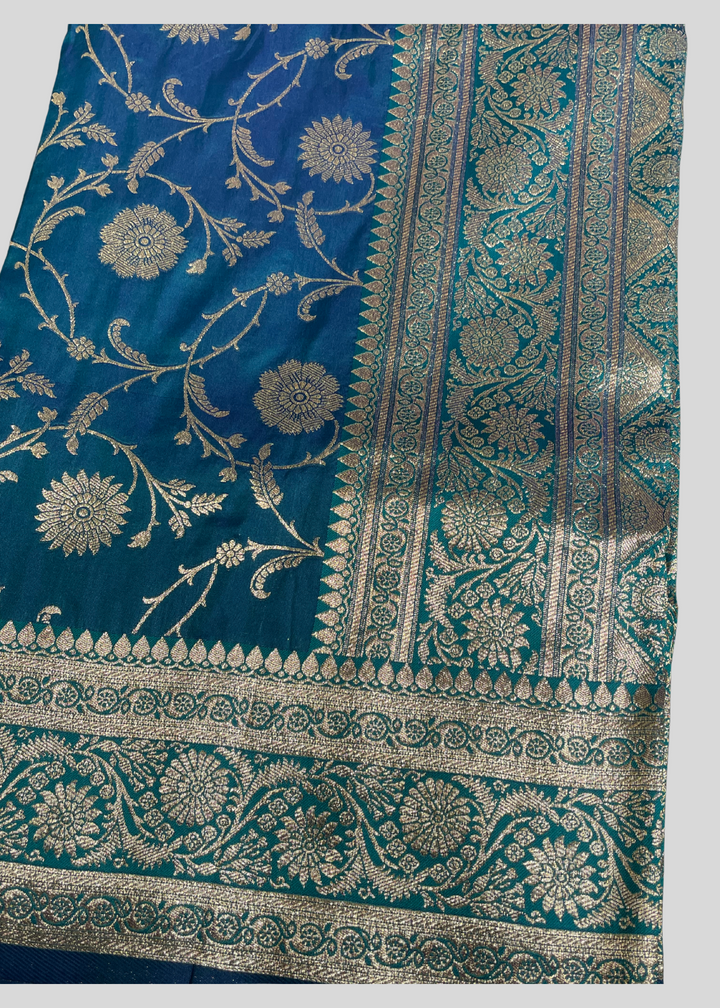 Firoji banarasi silk saree with zari weaving work [SKU:S101432]