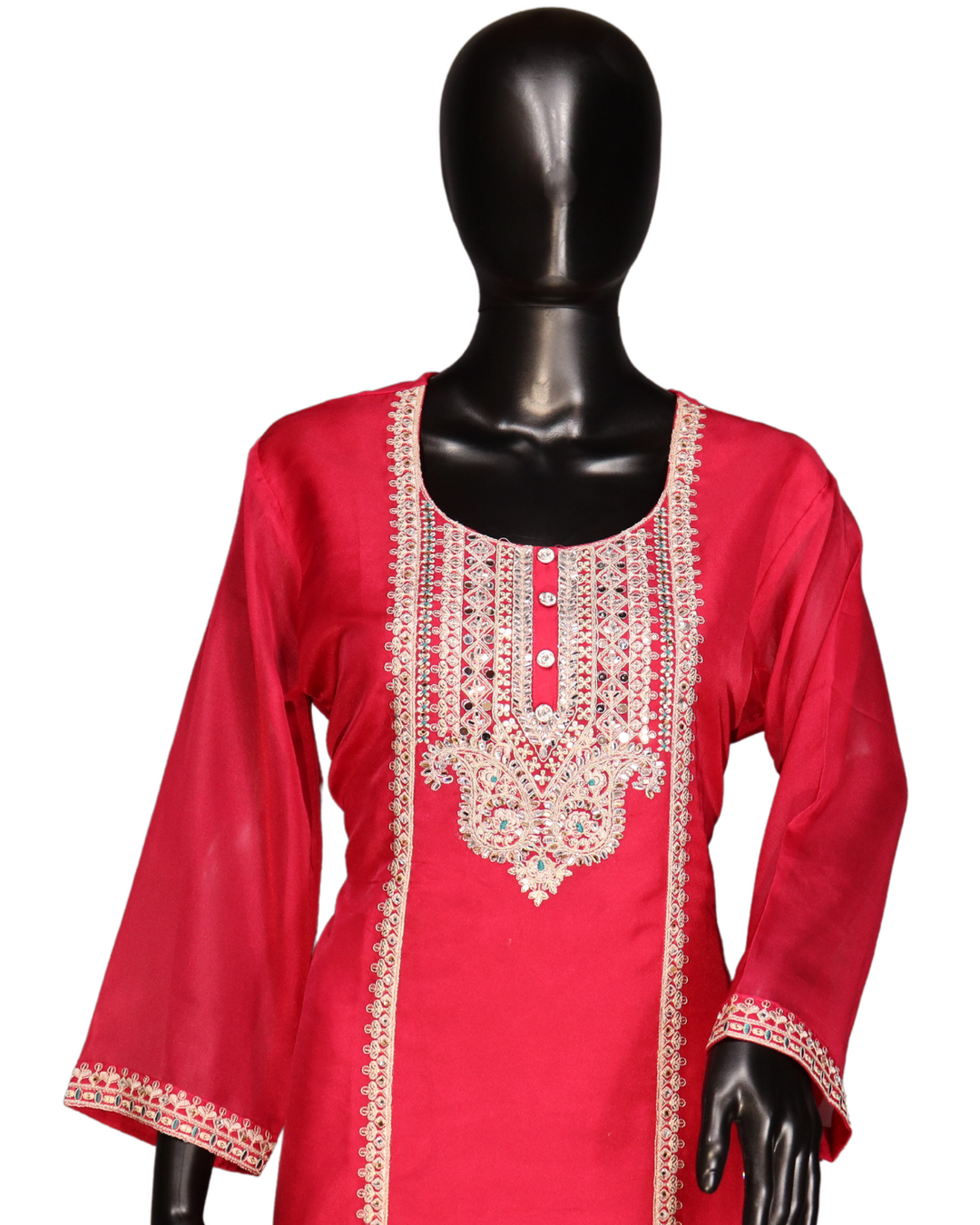 Rani Pink Designer Soft Organza Embroidery Worked Salwar Suit