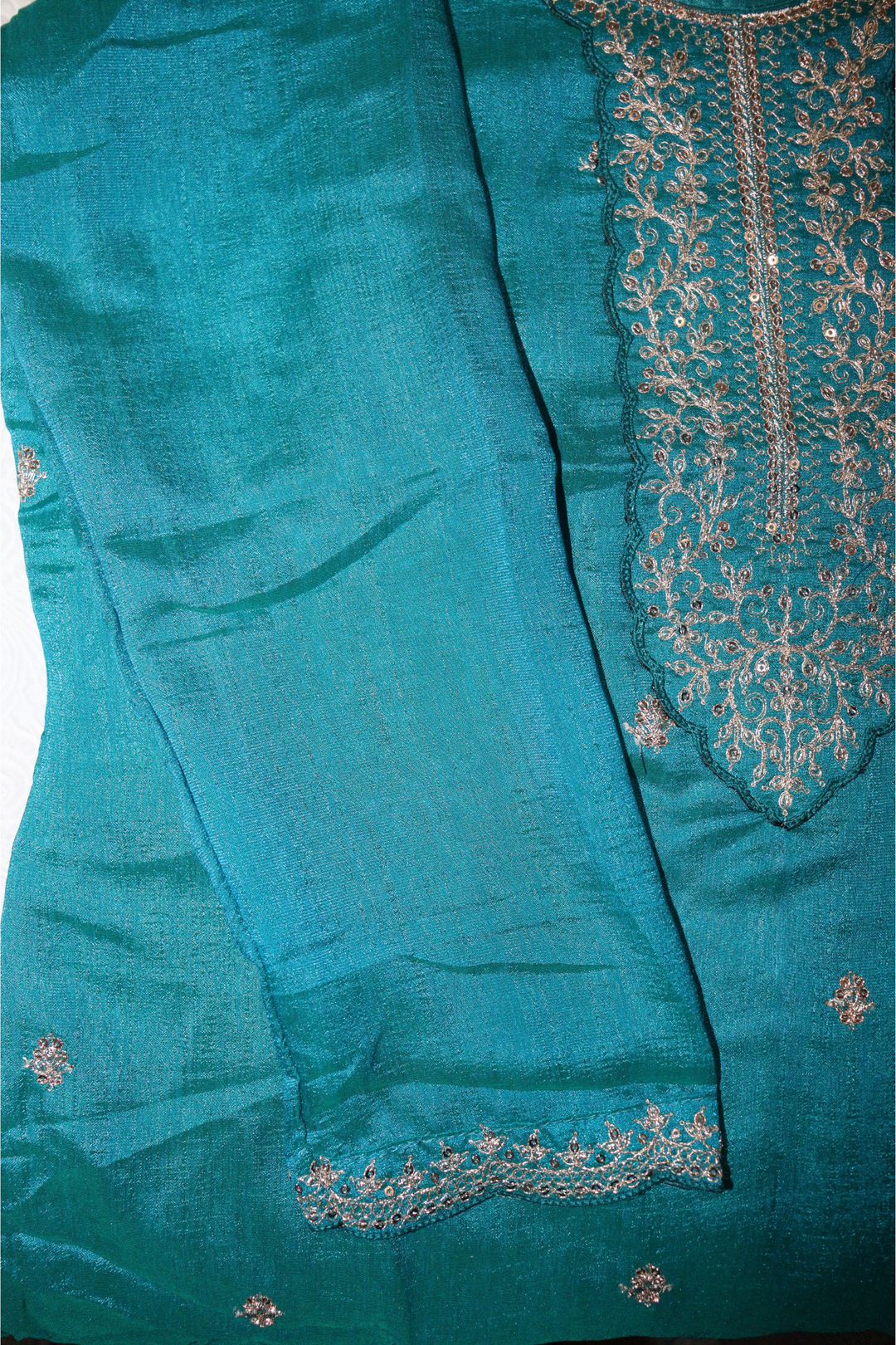 Heavy Vichitra With Sequence Embroidery Stich Work [SKU:D104203]