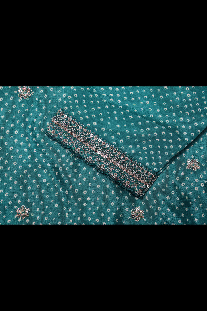 PRINTED CHINON WITH EMBROIDERY WORK RED [SKU:D100703]