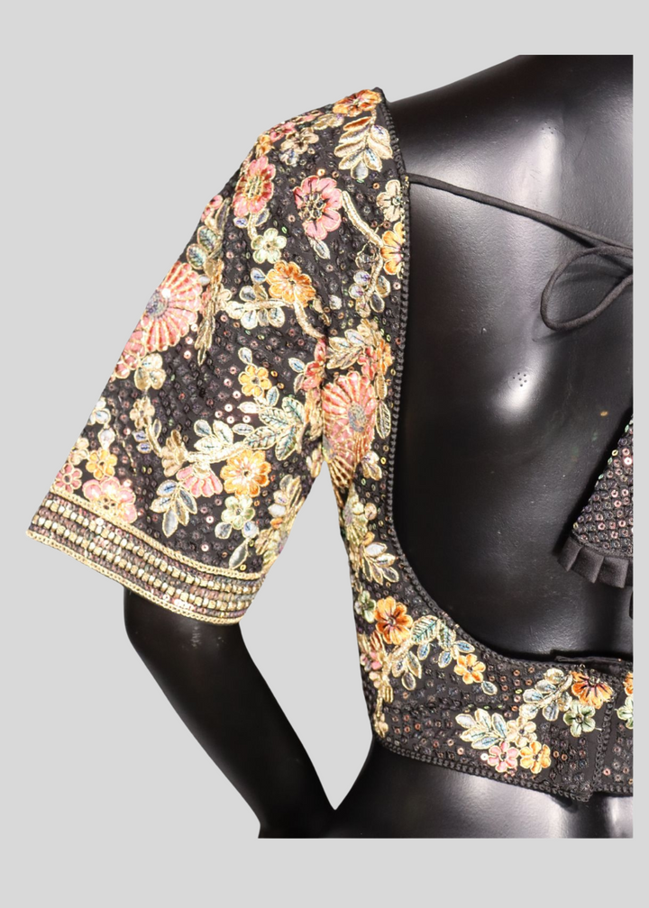Black Heavy Faux Georgette Sabyasachi Style Readymade Blouse