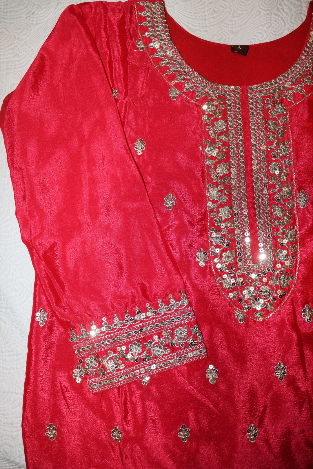 Havy pure Chinon With 3mm embroidery work [SKU:D104052]