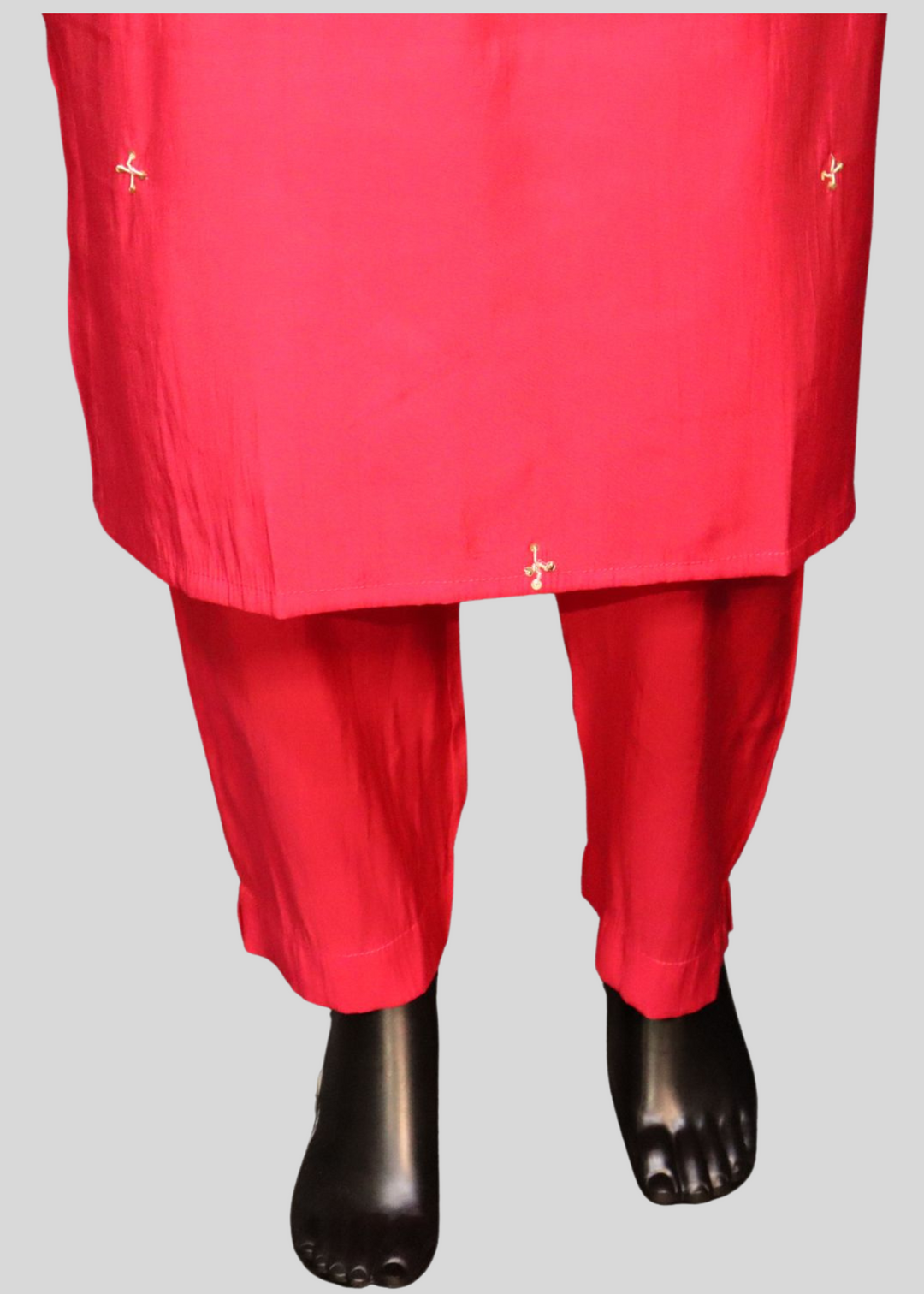 Hot Pink Roman Silk Salwar Suit With Neck Work