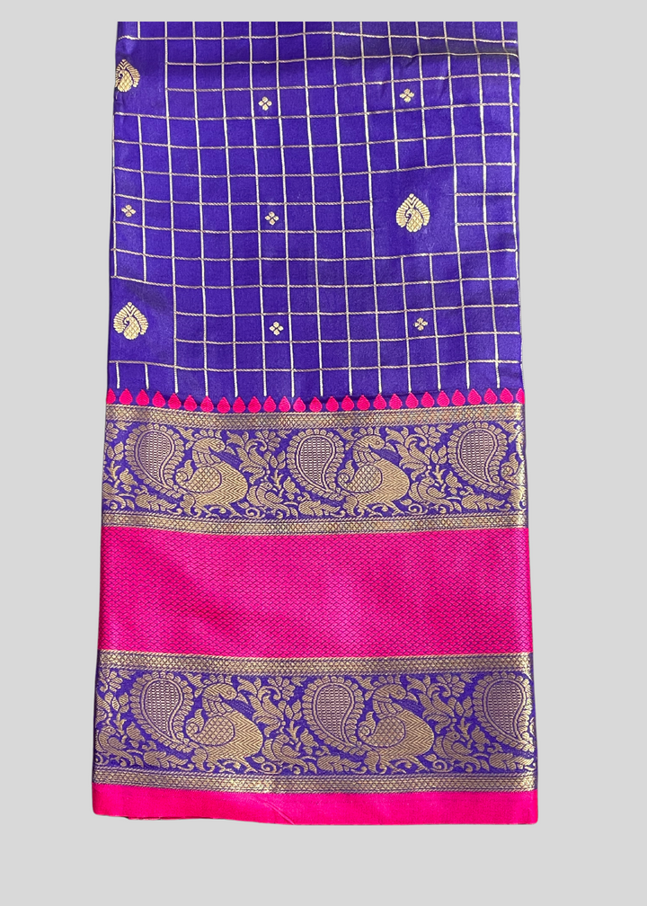 Violet color cotton silk saree with zari weaving work [ SKU: S1001502 ]