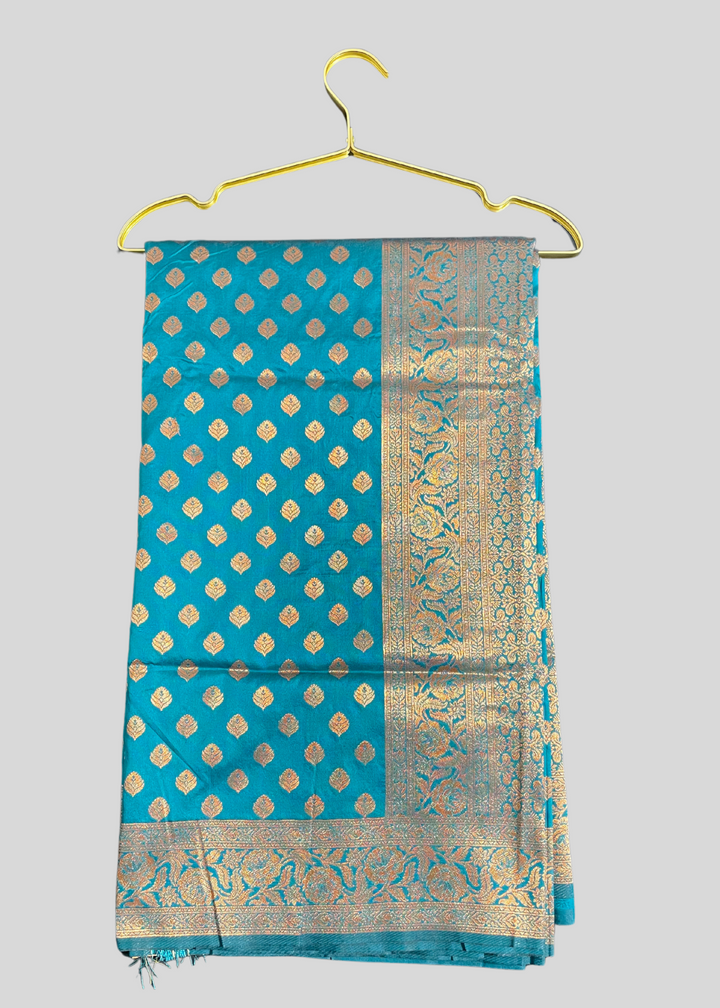 Firoji banarasi silk saree with zari weaving work [SKU:S102391]