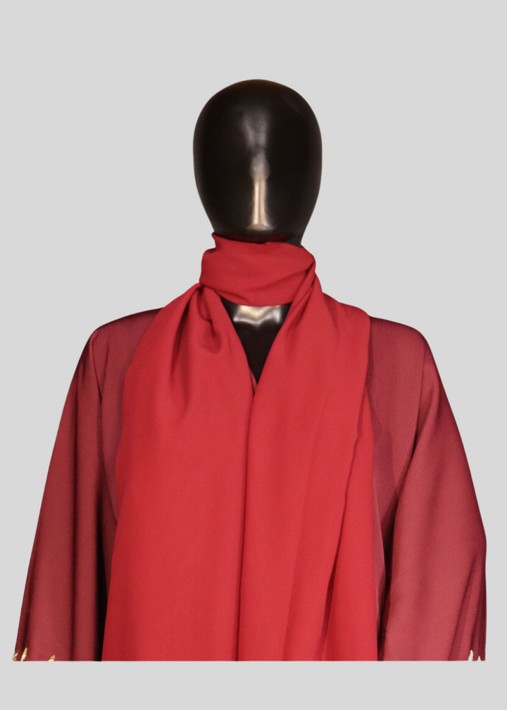 Wine Premium Elegant DesignerAbaya In Korean Zoom Fabric with Matching Georgette Hijab