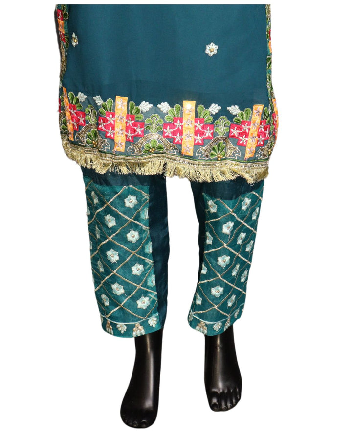SteelBlue Heavy Faux Georgette With Embroidery & Sequence Worked Salwar Suit