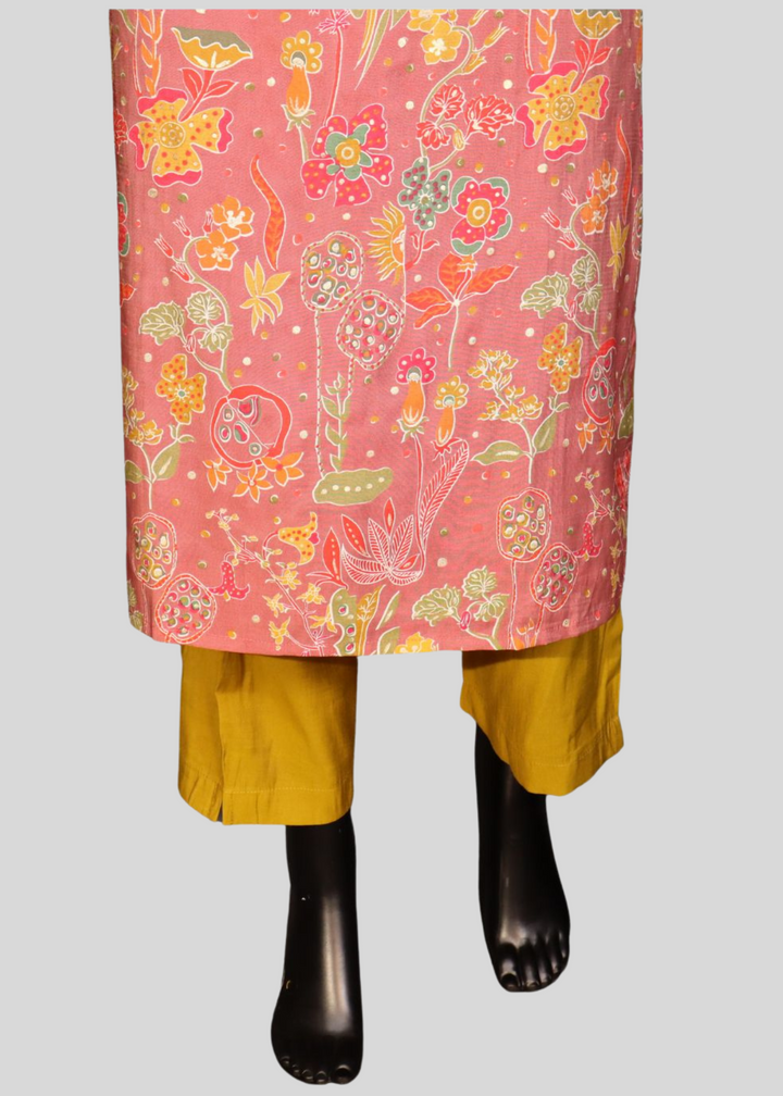 Pure Cotton Dusty Pink Salwar Suit with Floral Work