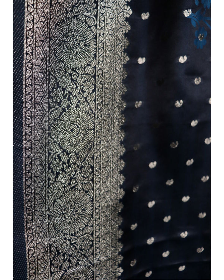 Dark firoji kanjivaram satin silk saree with zari weaving border & designer rich pallu