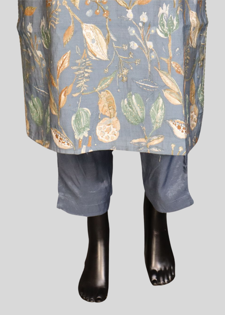 Dust Blue Pure Muslin Salwar Suit