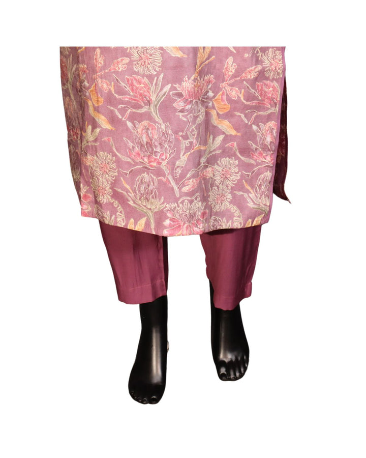 Onion Pink Computer Embroidery Salwar Suit In Modal Muslin Fabric