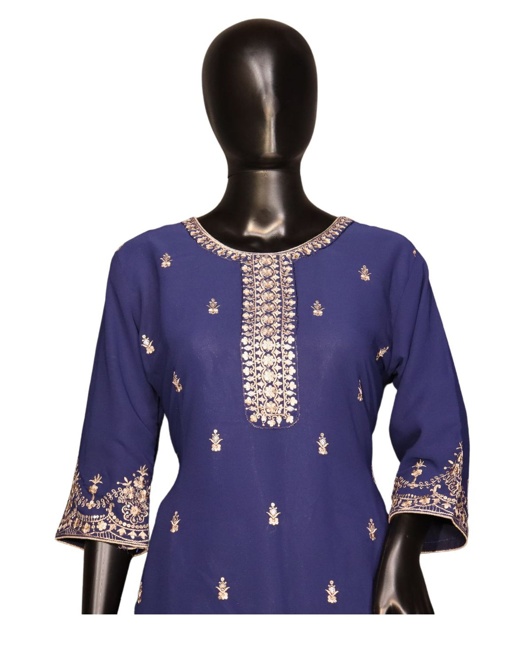 Royal Blue Georgette Embroidery Worked Gharara Suit
