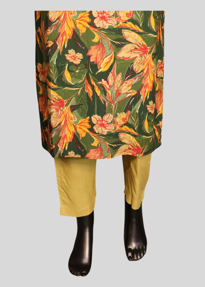Green Pure Cotton Printed Salwar Suit With Embroidery Work