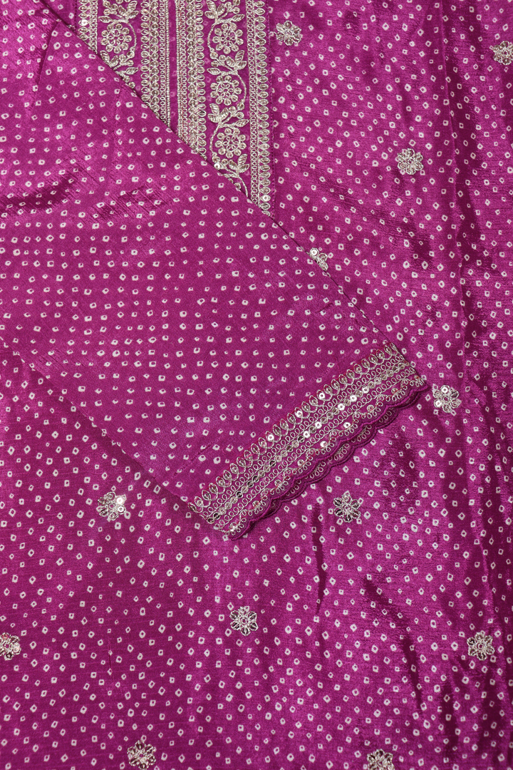 PRINTED CHINON WITH EMBROIDERY WORK  [SKU:D100803]