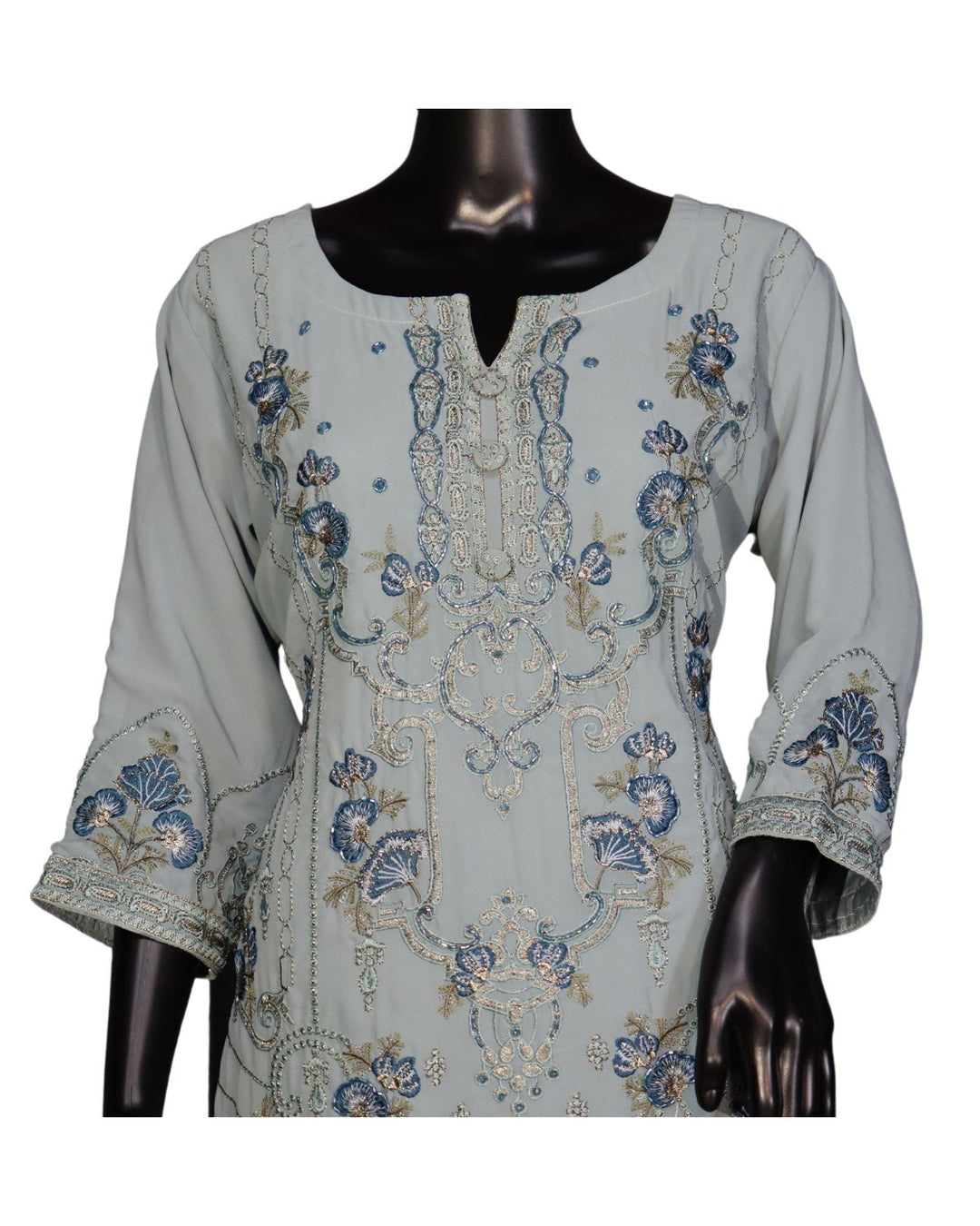 Light Blue Faux Georgette Embroidery Worked Pakistani Salwar Suit