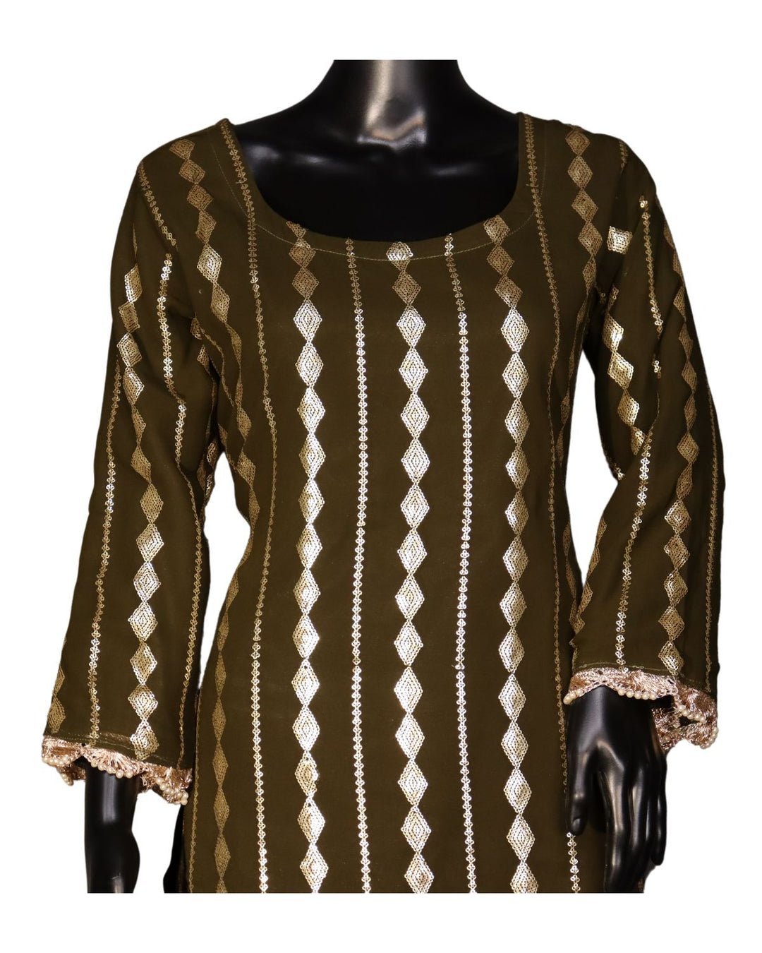 Olive Green Georgette Embroidery Worked Pakistani Salwar Suit