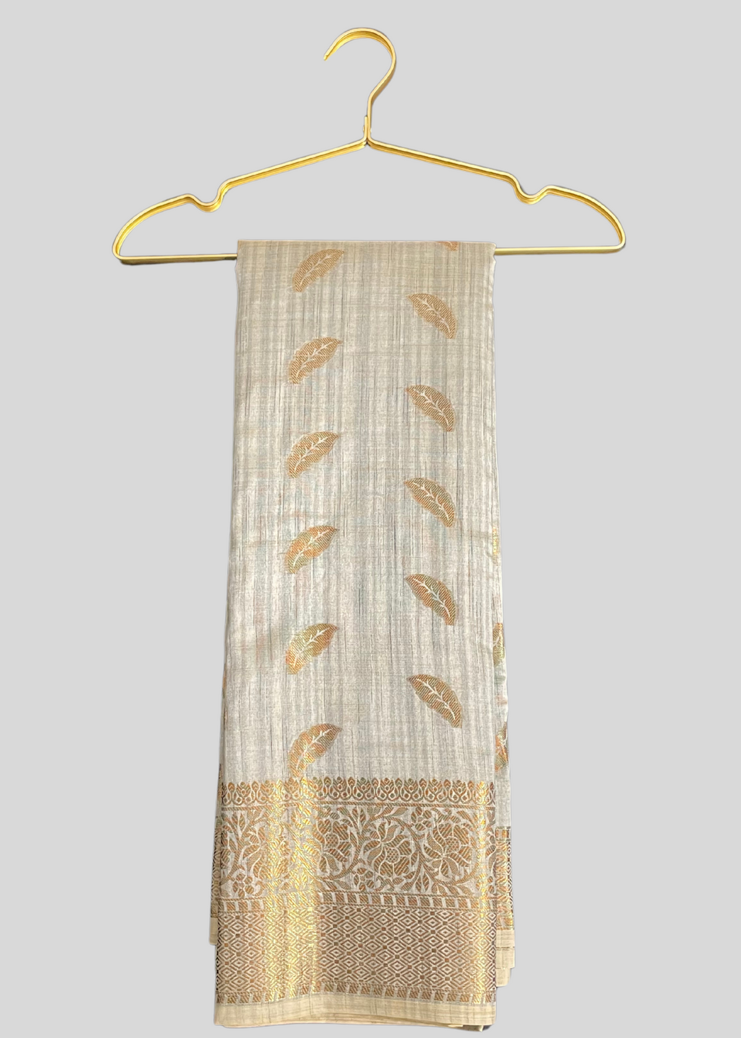 Gray color soft cotton saree with zari weaving work [SKU:S101342]
