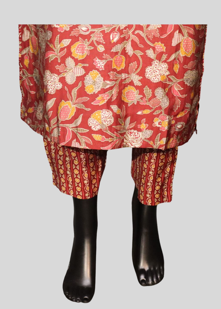 Maroon Pure Muslin Floral Worked Salwar Suit