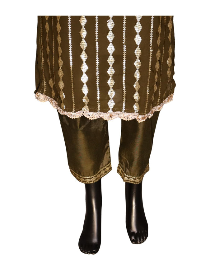 Olive Green Georgette Embroidery Worked Pakistani Salwar Suit