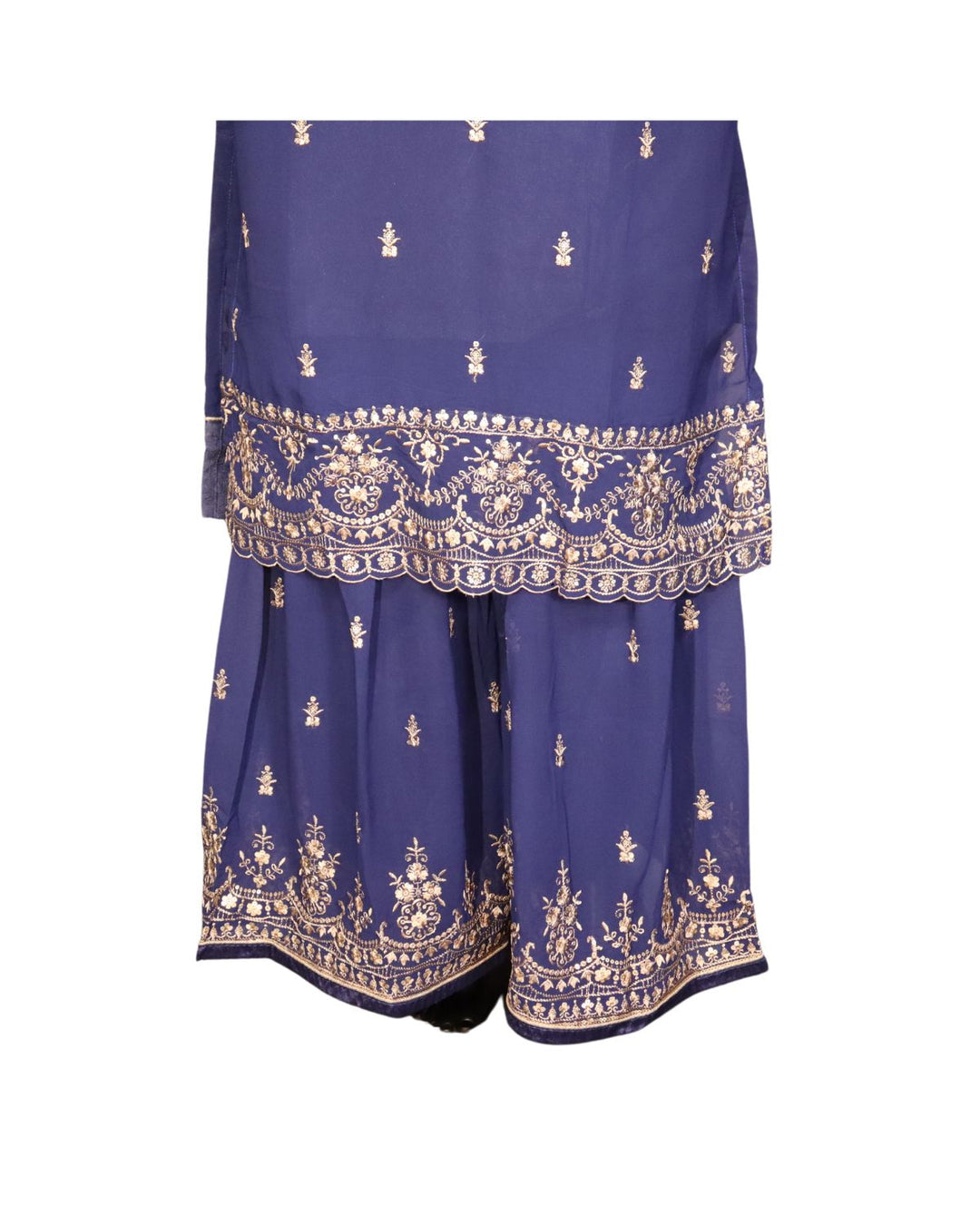 Royal Blue Georgette Embroidery Worked Gharara Suit