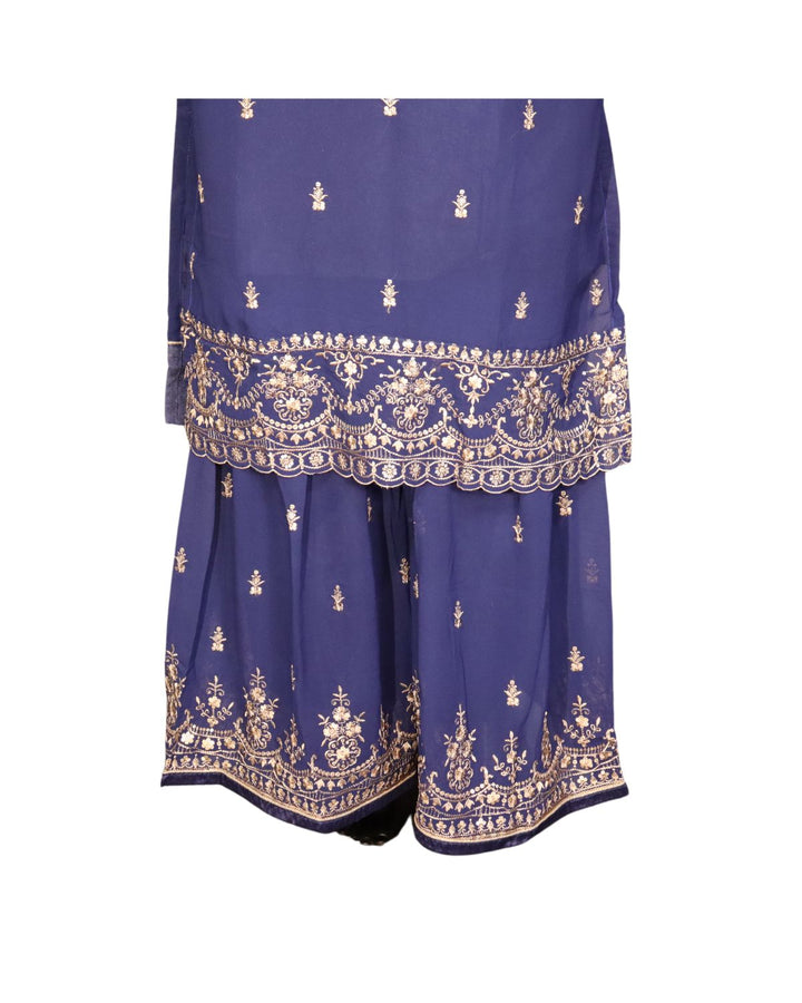 Royal Blue Georgette Embroidery Worked Gharara Suit