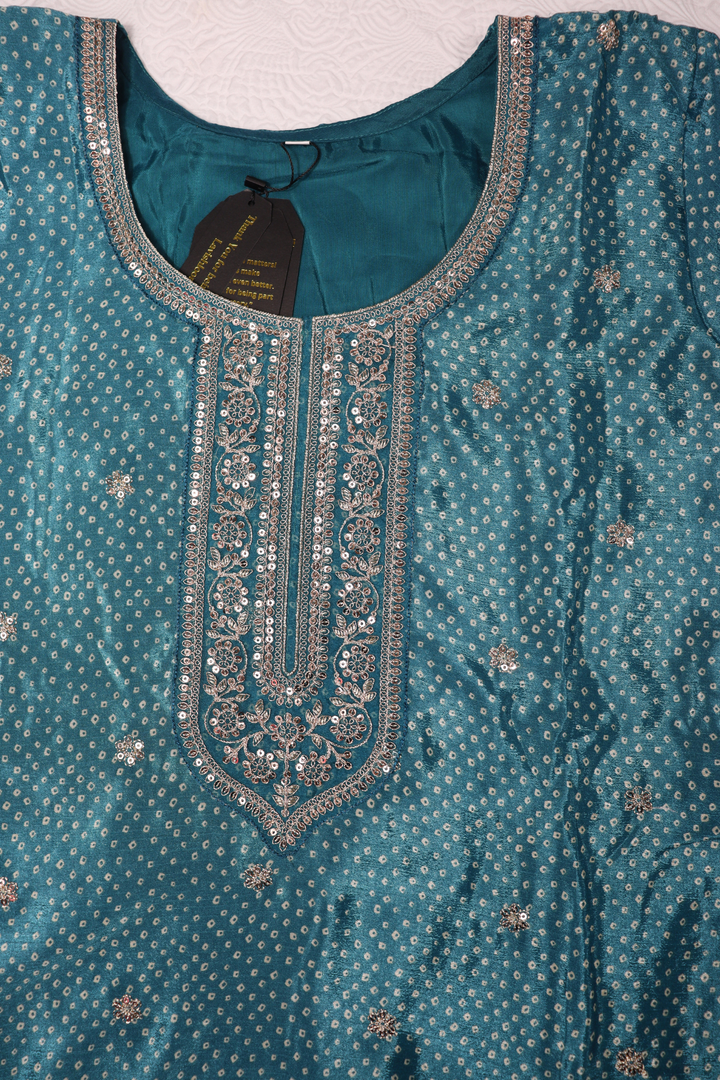PRINTED CHINON WITH EMBROIDERY WORK RED [SKU:D100903]