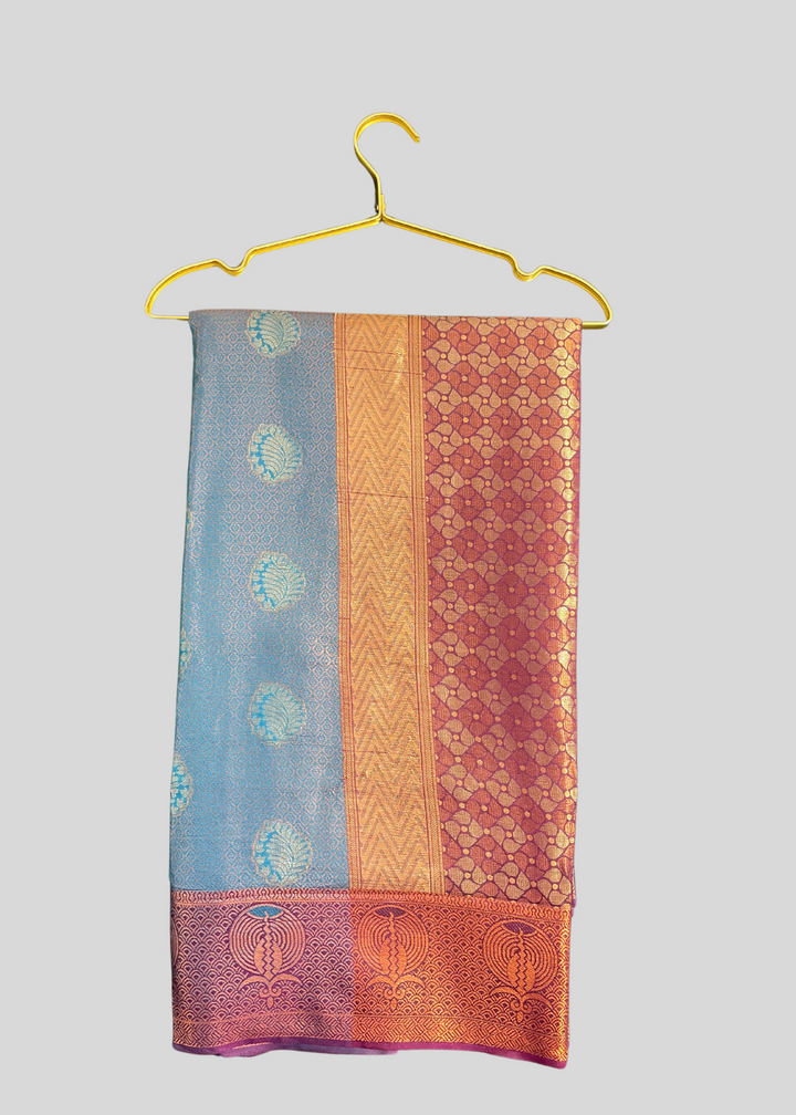 Rama green color kanchipuram silk saree with zari weaving work [SKU:S1021022]