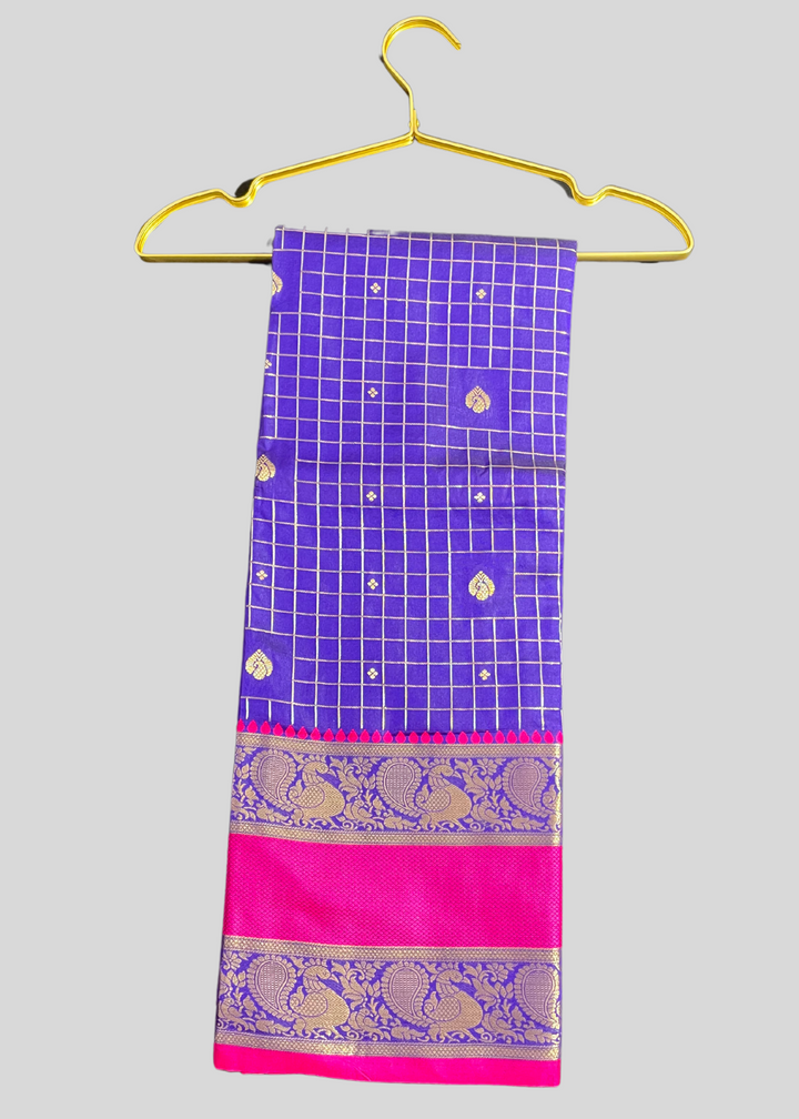 Violet color cotton silk saree with zari weaving work [ SKU: S1001502 ]