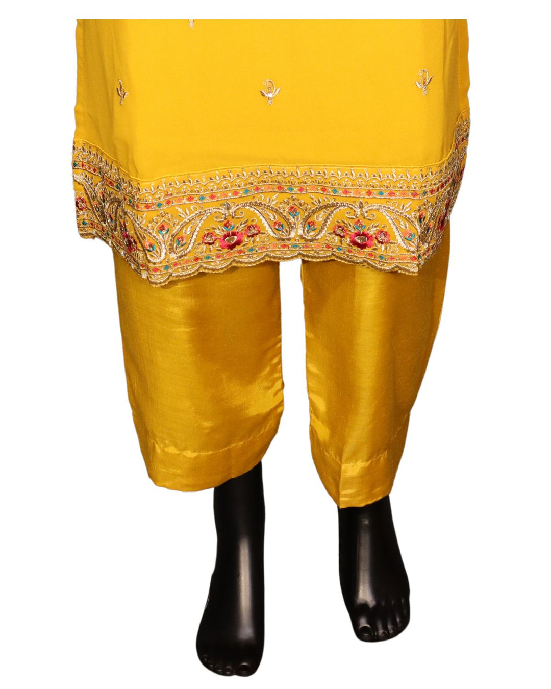 Mustard Real Georgette Exclusive Embroidery Worked Salwar Suit