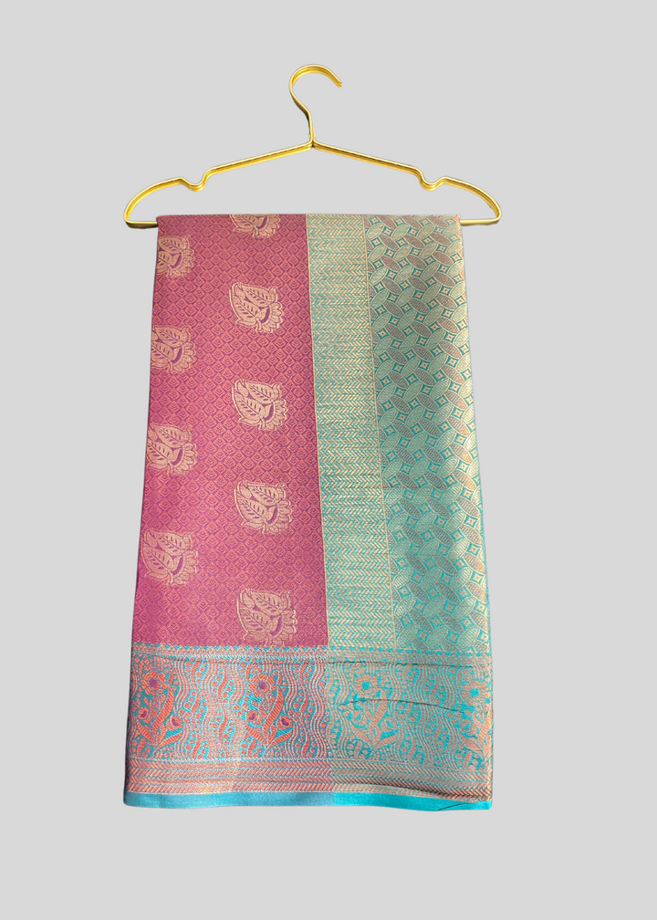 Magenta color kanchipuram silk saree with zari weaving work [SKU:S1001022]
