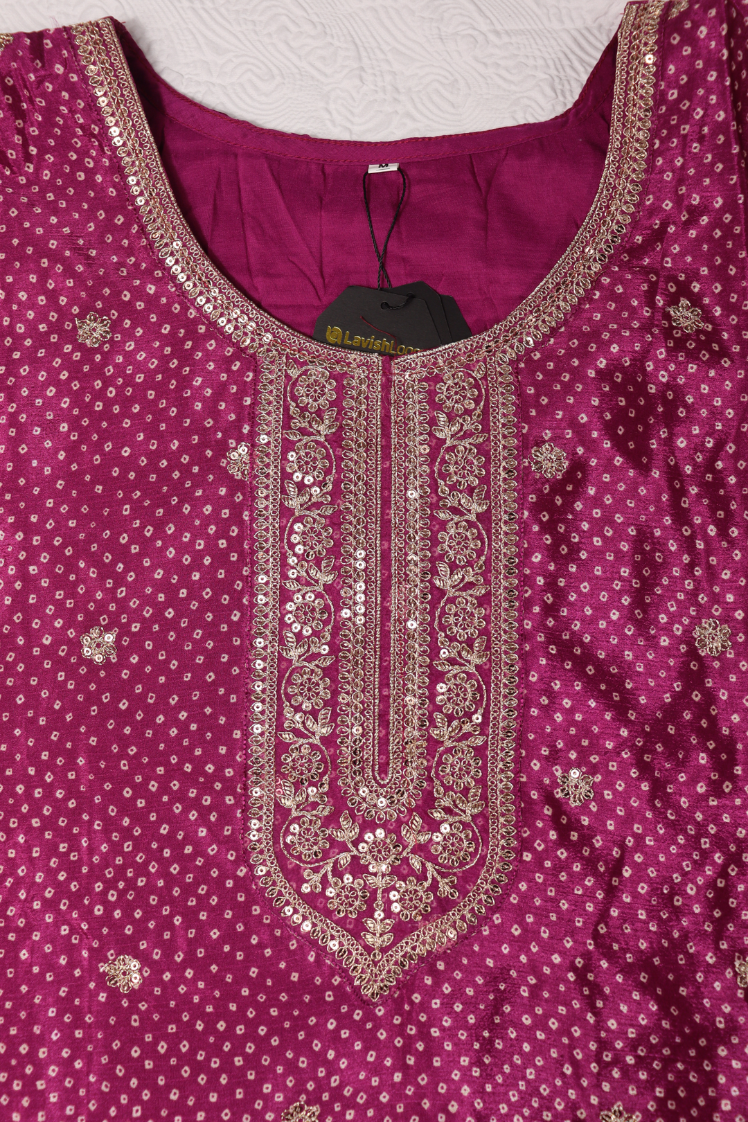 PRINTED CHINON WITH EMBROIDERY WORK  [SKU:D100803]