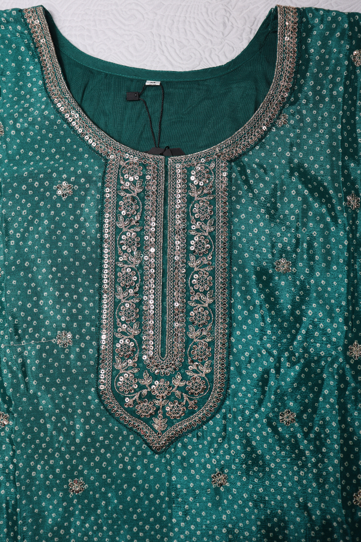 PRINTED CHINON WITH EMBROIDERY WORK RED [SKU:D100703]