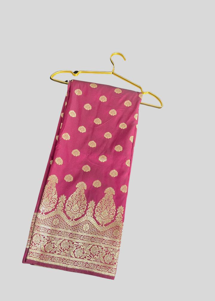 Magenta banarasi lichi silk saree with zari weaving work [SKU:S100702]