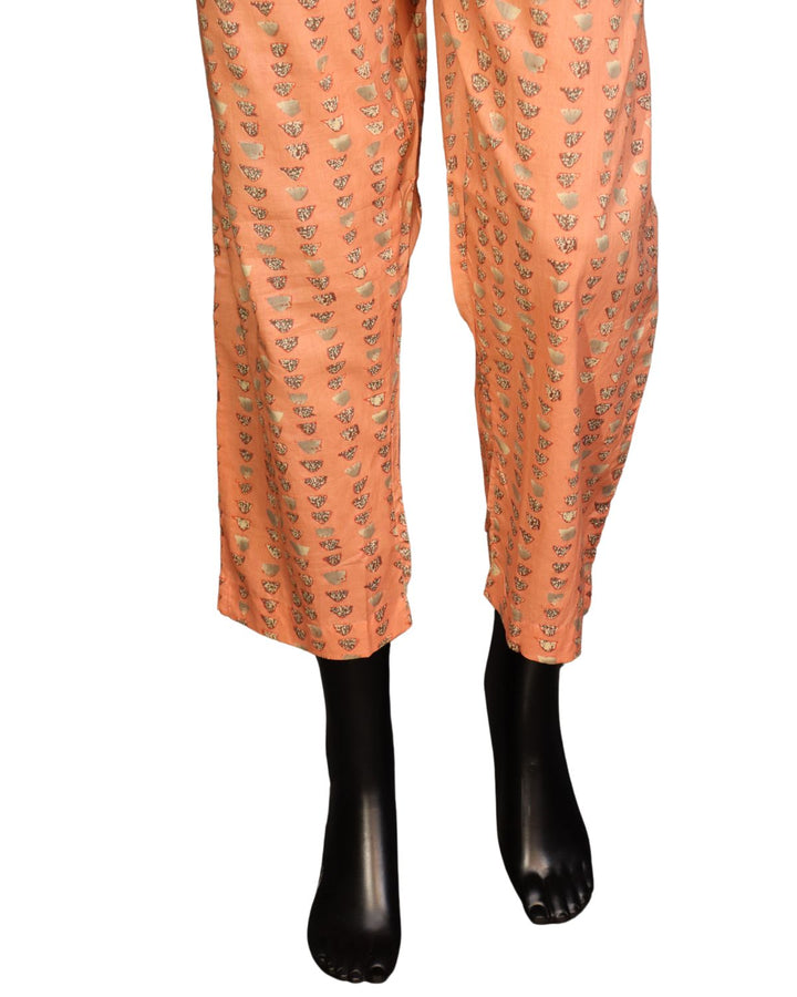 Pure Cotton Coffee Cream Salwar Suit with Pink Floral Work