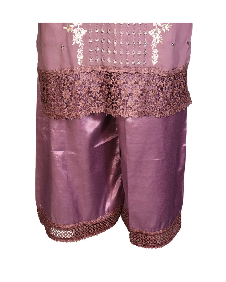 Onion Pink Faux Georgette Exclusive Embroidery & Sequence Worked Pakistani Salwar Suit