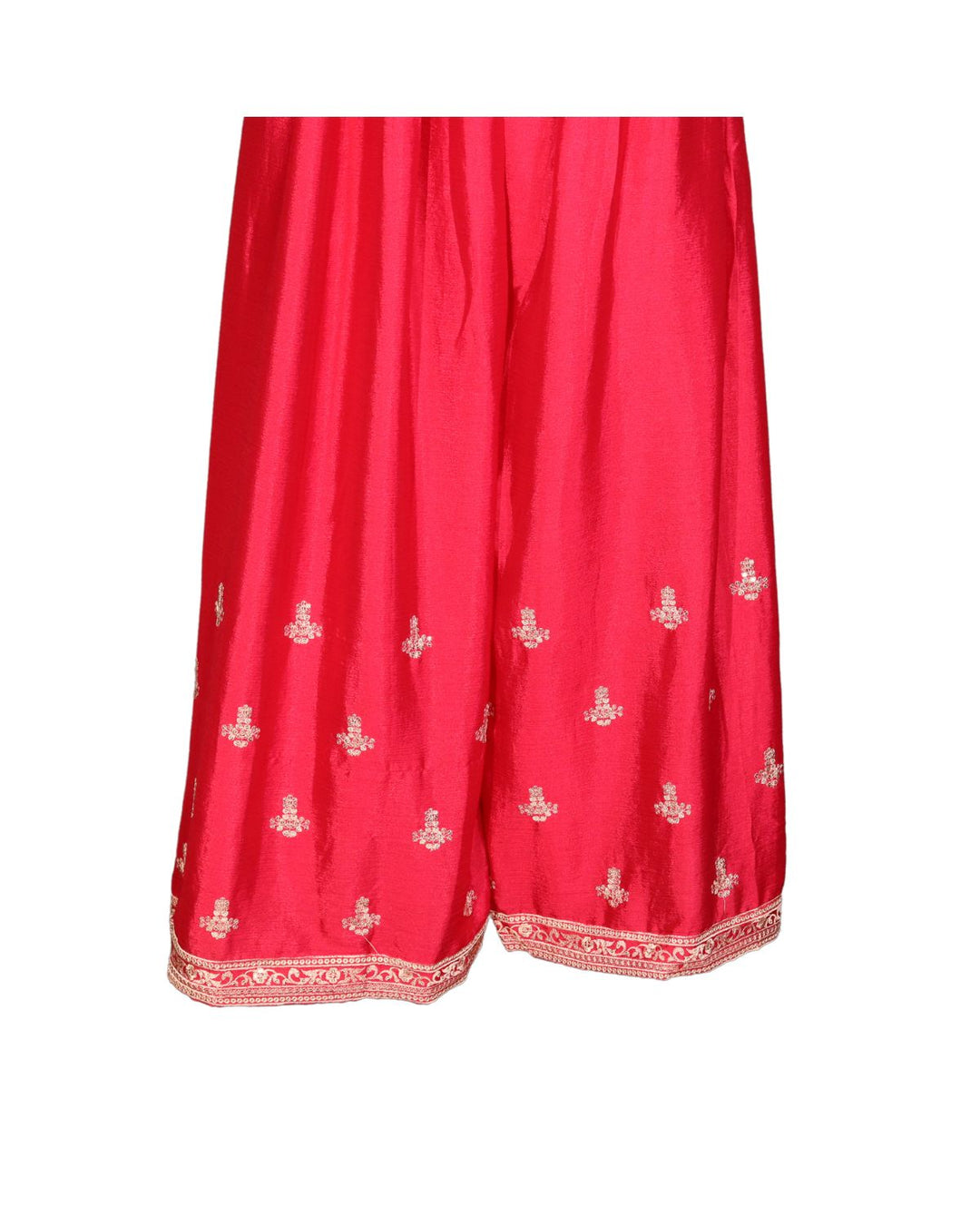 Rani Pink Chinnon Silk Embroidery Worked Sharara Suit