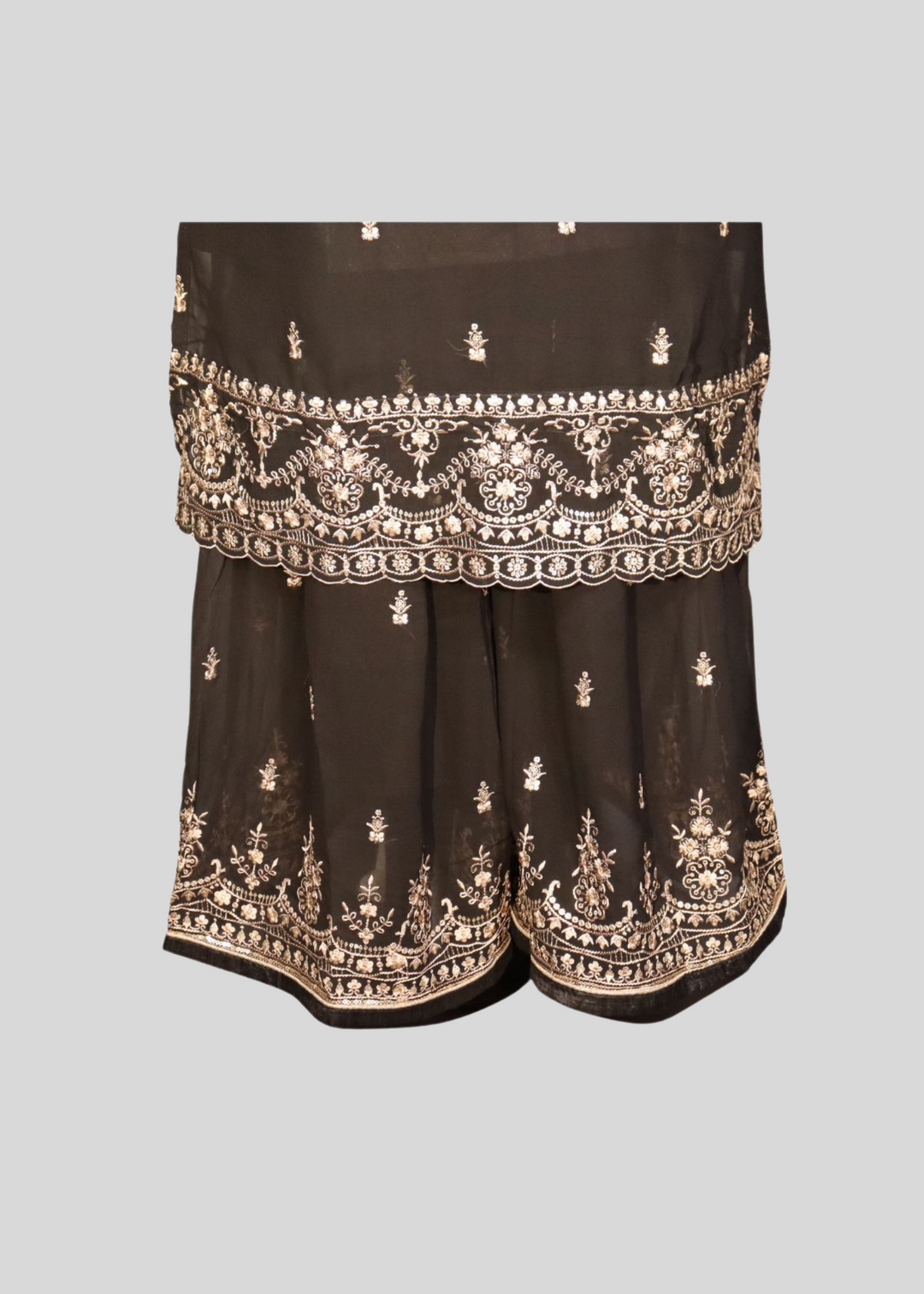 Black Georgette Embroidery Worked Gharara Suit