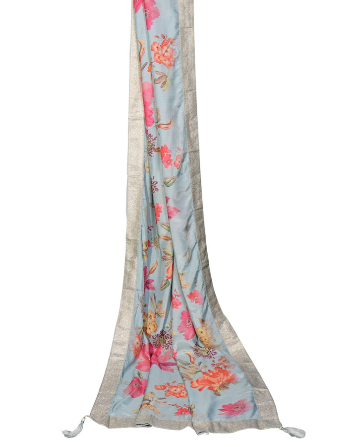 Sky Blue Exclusive Dola Silk Sequins Worked Anarkali Suit