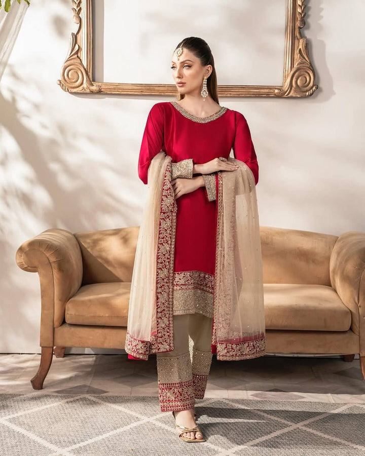 Heavy Malay Satin Silk With Heavy Embroidery Coding Sequence Work[SKU:D103272]
