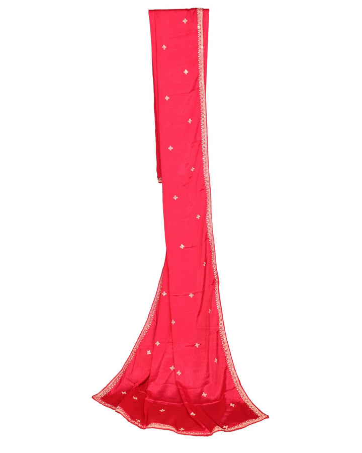 Rani Pink Chinnon Silk Embroidery Worked Sharara Suit