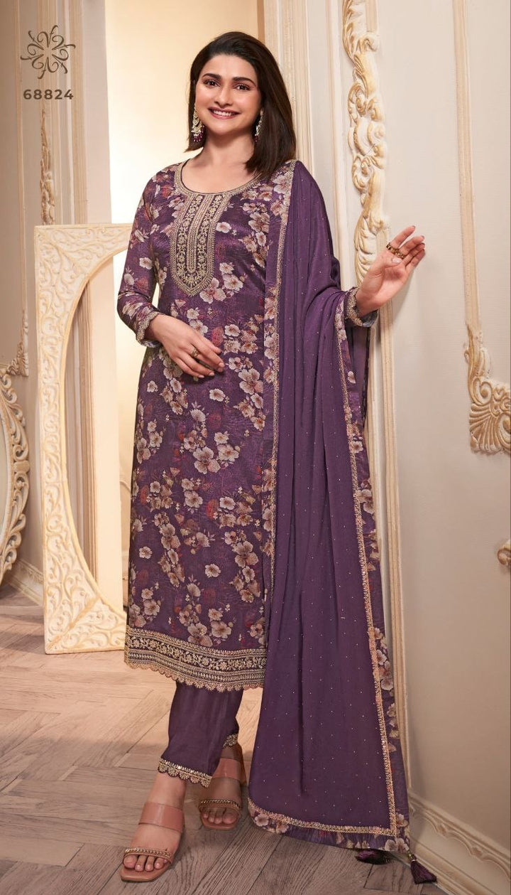 Purple Chinon Digital Printed Salwar Suit [SKU D101043]