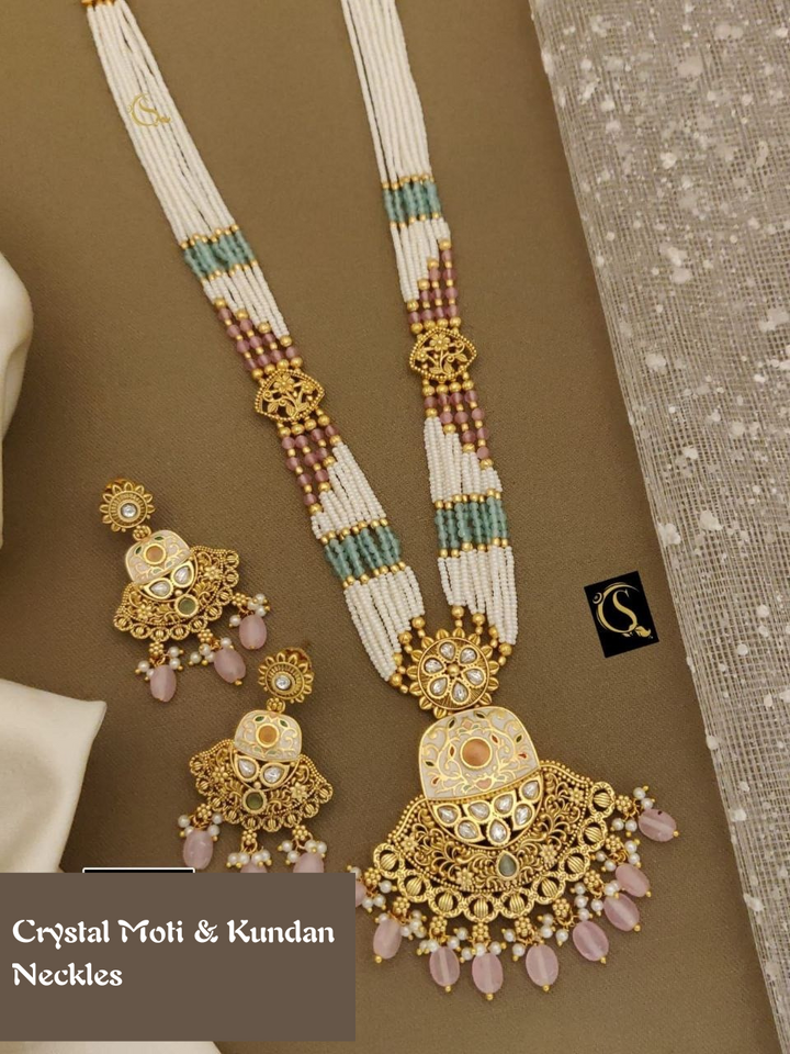 Premium Crystal Moti & Neckles Set. [SKU J100652]