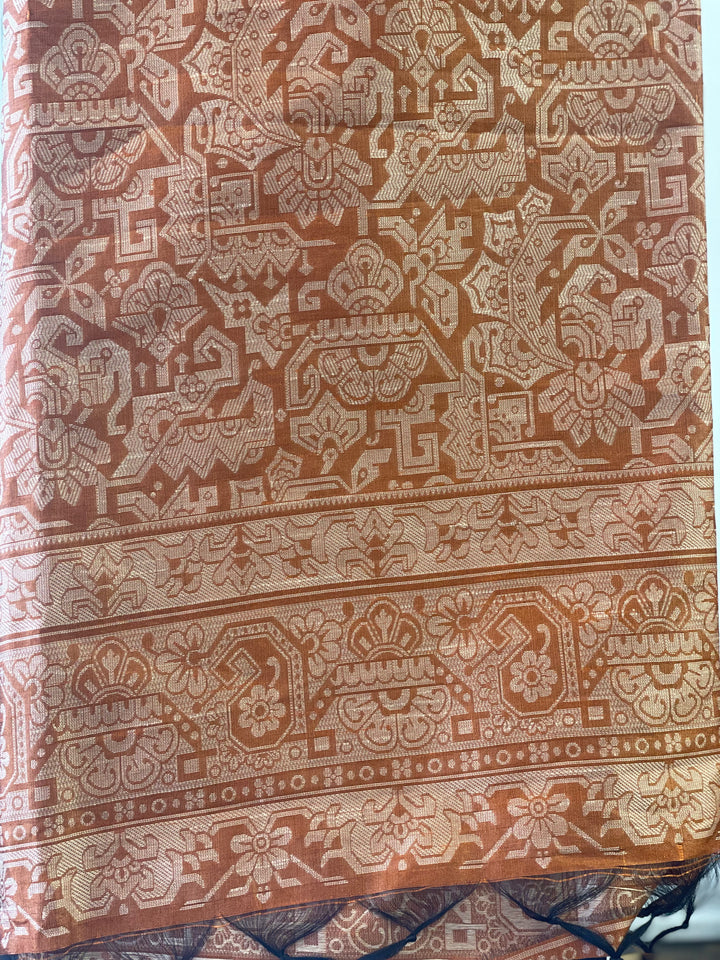 # Mustered Banglori Handloom Raw Silk Saree [SKU: SO104209]